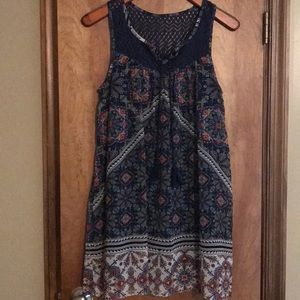 Blue and Red Paisley Print Dress